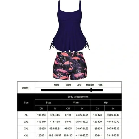 Tankini Two Piece Boyshorts Bathing Suit, NEW - Picture 4 of 4